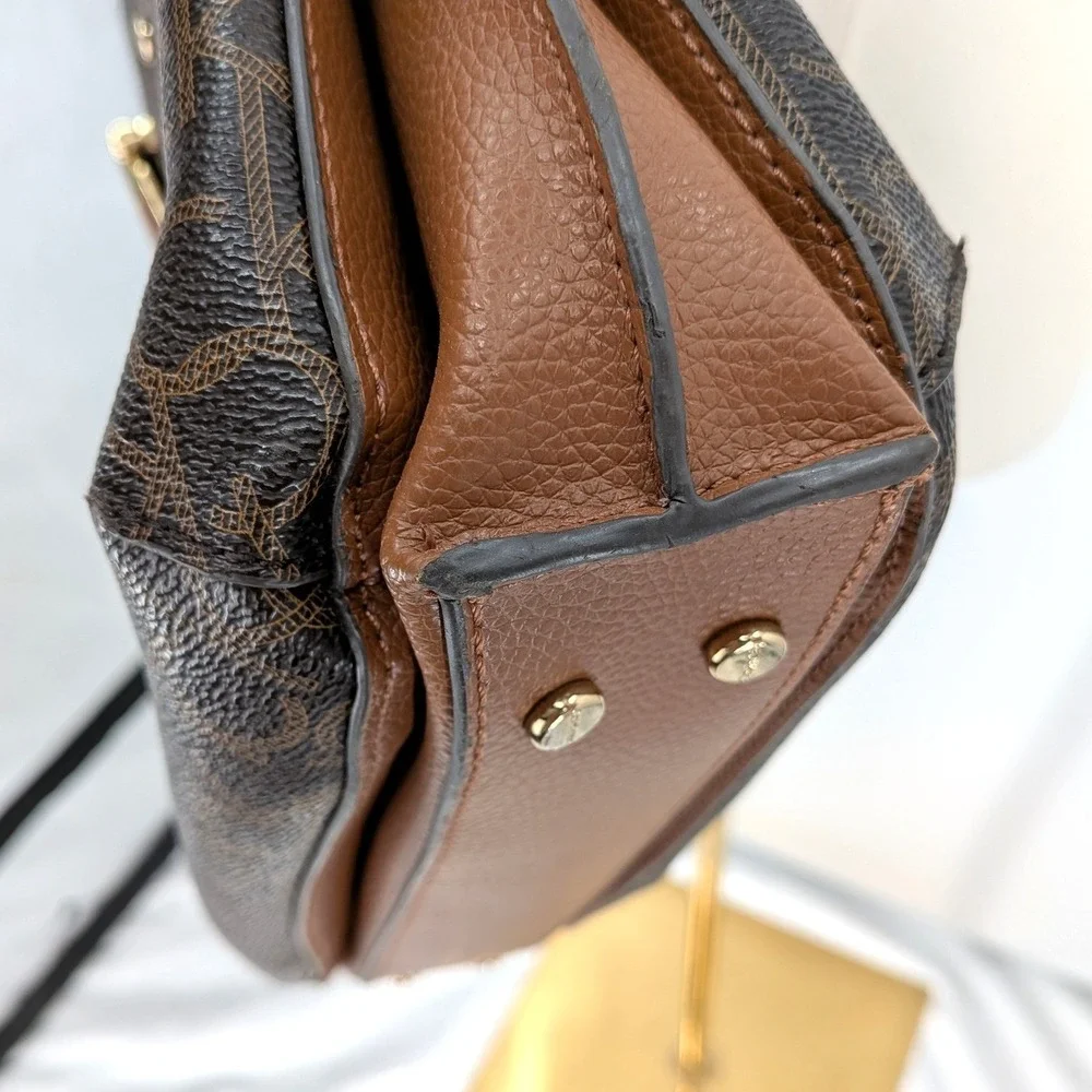 Calvin Klein Monogram Satchel Shoulder Bag Brown‎ Logo Crossbody